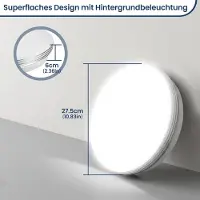 StarTech.com Plaque lumineuse LED ronde - Éclairage de plafond - Montage en surface - 18 W - Blanc froid - Bordure argentée - Fabriquée en fer et en acrylique - Lot de 5