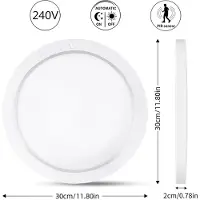 StarTech.com Panneau de plafond LED - Plaque de plafond de 24 W - Détecteur de mouvement - Trois couleurs de lumière - Matériaux : fer et acrylique - 220 V - Lot de 1