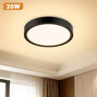 StarTech.com Plafonnier LED - Luminaire de plafond minimaliste - 20 W - 4000 K, lumière blanche neutre - Fer et acrylique - Non dimmable - 1 pièce - Noir