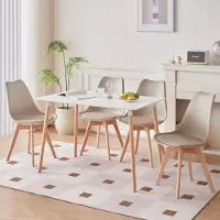 StarTech.com Table à manger avec 4 chaises - Ensemble de salle à manger - Rectangulaire - 110 cm - Structure en plastique - Style minimaliste moderne - Beige