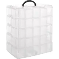 OEM Boîte en plastique transparente à 5 niveaux - Empilable - Boîte de rangement - 24,5 x 16,5 x 30,2 cm