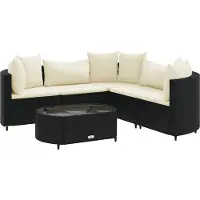 vidaXL Ensemble de salon de jardin 6 pièces avec coussins noir poly rotin