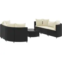 vidaXL Ensemble de salon de jardin 7 pièces avec coussins noir poly rotin