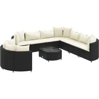 vidaXL Ensemble de 10 canapés de jardin avec coussins noir poly rotin