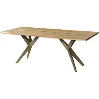 MASSIVMOEBEL24.DE MASSIVMOEBEL24 | Table à manger en bois de manguier 160x90x76 naturel laqué / Epoxy noir, pieds en étoile argent mat EPOXY
