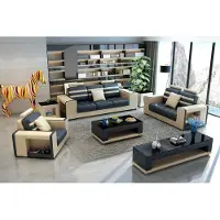 AEA Sofagarnitur 321 Sitzer Tisch Hocker Couchtisch Sideboard Garnitur Moderne 5tlg.