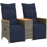 vidaXL Canapé de jardin ajustable 2 places avec table Gris Poly rotin