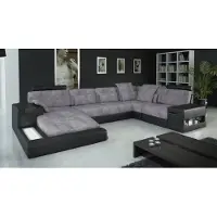 AEA Canapé design Salon Canapé d'angle Canapé forme U Cuir synthétique Nouveau Bellini Gris