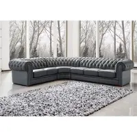 AEA Klassiche Chesterfield Polster Sitz Eck Leder Garnitur Wohnlandschaft 2220B
