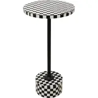 Kare Table d'appoint Design Domero Chess, blanche/noire, diamètre 25 cm, idéale pour le salon