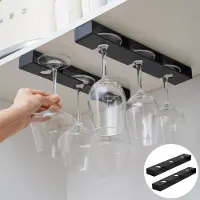 Merkloos 2 supports suspendus pour verres, noirs, à fixer sous les meubles, sans perçage, pour la cuisine