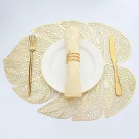 OEM Six grandes nappe en vinyle dorée, de forme rectangulaire, idéale pour la table à manger. Lavable et décorative