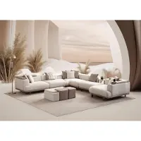 AEA Stilvolle L-Form Beige Couch Designer Ecksofa Wohnzimmer Polstersofa