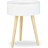 Relaxdays Table d'appoint table de chevet scandinave nordique avec plateau amovible rangement, HxlxP: 50 x 38 x 38 cm, blanc