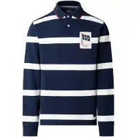 Hackett pour homme. HM5500051 Polo à manches longues Stripes marine (M), Casuel, Coton, Classique, Manche longue