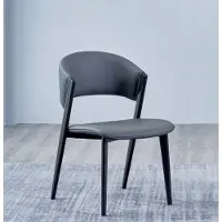 AEA Chaise en cuir gris Chaise noble de salle à manger rembourrée Chaise en bois monoplace