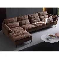 AEA Wohnzimmer Design Ecke Textil Leder Braun Luxus Sofa Couch Polsterung L-Form