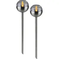 Westfalia Lampes Solaires Flamme Vacillante 2en1 Ambre Lot de 2 IP44 Jardin Terrasse