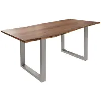 MASSIVMOEBEL24.DE MASSIVMOEBEL24 | Table à manger 160x90 Acacia laqué Bois naturel / Gris mat FREEFORM