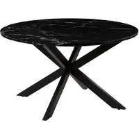MASSIVMOEBEL24.DE MASSIVMOEBEL24 | Table à manger 137x137 marbre noir / pied central en fer noir BARCELONA #417