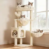 Merkloos Arbre à chat de 100 cm, avec 2 hamacs, une grande plateforme, idéal pour les chats joueurs