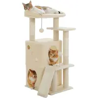 Merkloos Arbre à gratter de 88 cm, avec 2 cachettes, en sisal, de couleur beige, pour intérieur