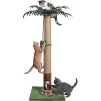 Merkloos Arbre à chat de 88 cm, avec une petite souris en peluche et une rampe en bois, pour les chats