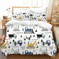 Merkloos Ensemble de literie pour lit enfant, 135 x 200 cm - Couverture et housse de couette - Impression 3D - Coton