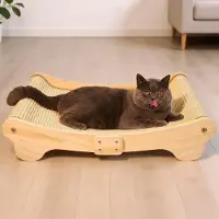 Merkloos Kratzbaum, dimensions 60 x 37 x 14 cm, inclinaison de 160°, en bois de hêtre, pour chat
