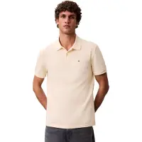 Calvin Klein Polo pour homme , col court, motif monogramme, tissu piqué en coton, couleur jaune (vanille)