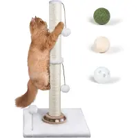 Merkloos Arbre à chat de 78 cm, pour chats domestiques, avec sisal et jouet en forme de balle, de couleur blanche