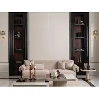 AEA Garnitur Wohnzimmer Sofa 3 Sitzer Stoffsofa Beige Couchtische 4tlg