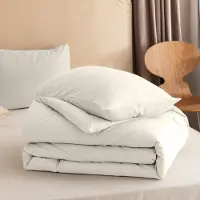 Merkloos Couverture sans housse 135 x 200 cm, couleur crème, lavable, incluant une taie d'oreiller, pour chambre à coucher