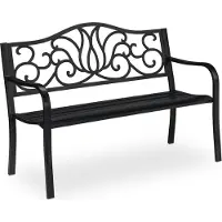 Relaxdays Banc de jardin style antique pour 2 personnes, balcon, terrasse, banc en métal L 90 x P 127,5 x H 63 cm, acier, fonte, noir