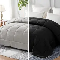 Merkloos Couverture de lit 200 x 200 cm, 300 g/m², adaptée aux quatre saisons, en microfibre, pour chambre, noir et gris clair