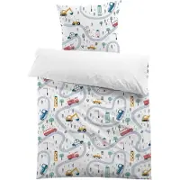 Merkloos Couverture pour lit bébé, 140 x 200 cm, motif voiture imprimé en 3D, taie d'oreiller 65 x 65 cm, en microfibre, pour chambre d'enfant