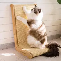 Merkloos Kratzbaum : 58 x 37 x 48 cm, forme en L, angle de 105°, en bois de hêtre, avec revêtement en sisal, pour chats