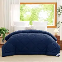 Merkloos Couverture de lit 240 x 220 cm, adaptée aux quatre saisons, en microfibre (300 g/m²), respirante, de couleur bleue, pour chambre à coucher