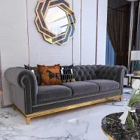 AEA Dreisitzer Couch Polster Design Sofa Grau 3er Sitz Sofas Möbel Chesterfield