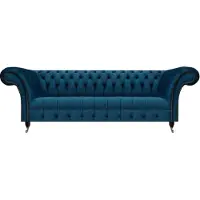 AEA Luxus Blaue Chesterfield Textilcouch Wohnzimmer Polstermöbel 3-Sitzer