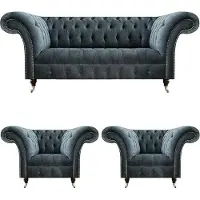 AEA Stilvolle Chesterfield Couchgarnitur Designer Polstersofas 2x Sessel