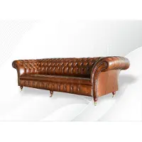 AEA Canapé Chesterfield marron, revêtement en cuir, ensemble de canapés, canapé 4 places