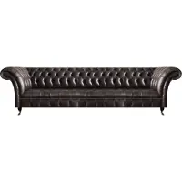 AEA Exklusive Braune Chesterfield Ledercouch 4-Sitzer Wohnzimmer Möbel