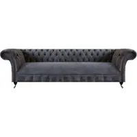 AEA Textil Möbel Sofa Viersitzer Couch Grau Chesterfield Wohnzimmer Einrichtung