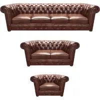 AEA Leder Polstermöbel Wohnzimmer Set Einrichtung Braun Designer Möbel Chesterfield