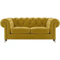 AEA Sofa Zweisitzer Couch Gelb Wohnzimmer Chesterfield Textil Luxus Einrichtung