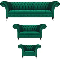 AEA Komplett Sofa Set 3tlg Chesterfield Garnitur Sitz Möbel Luxus Einrichtung