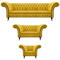 AEA Gelbe Chesterfield Sofagarnitur Luxuriöse Sofas Sitzmöbel Polstercouchen