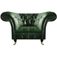 AEA Grün Leder Sessel Wohnzimmer Chesterfield Luxus Polstermöbel Design Möbel