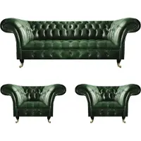 AEA Wohnzimmer Einrichtung Sofagarnitur 3tlg Polstermöbel Luxus Chesterfield